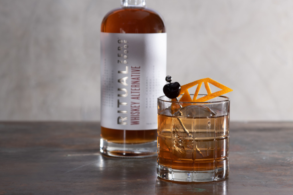 Ritual Zero Proof New Fashioned, a non-alcoholic version of an Old Fashioned.
